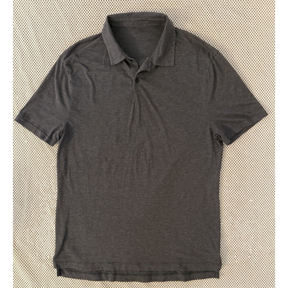 Lululemon Polo Shirt Men Sz XL Gray Short Sleeve Stretch Performance Athleisure